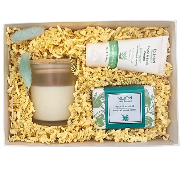 Aegean Wellness Box 2 Εταιρικό δώρο με προσωποποιημένο κερί