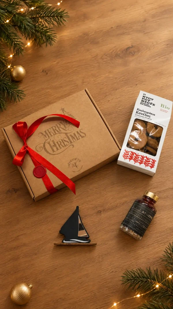 Santa’s Voyage Box Premium χριστουγεννιάτικο εταιρικό δώρο με ελληνικά προϊόντα