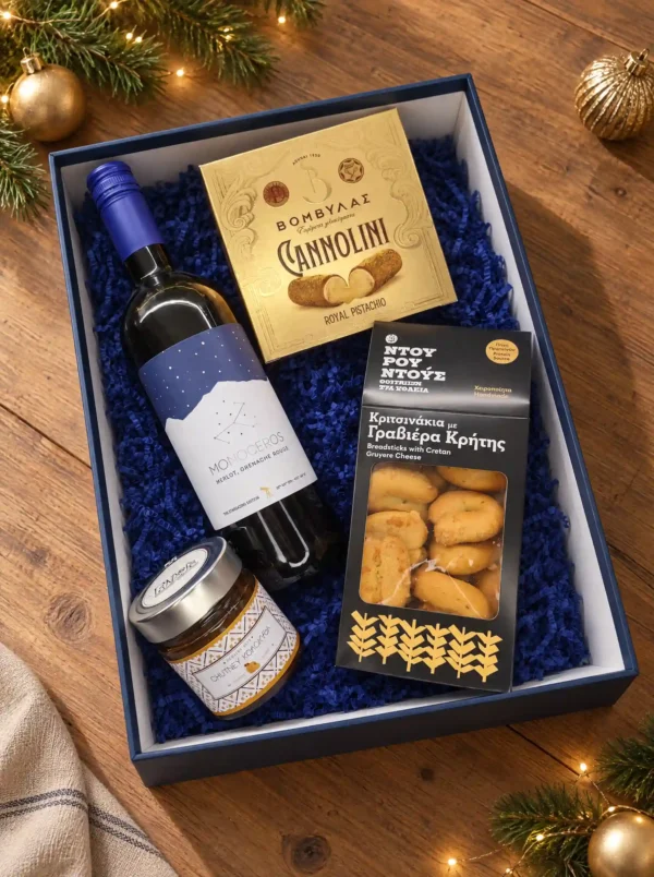 Starry Night Gourmet Box 2 Premium χριστουγεννιάτικο εταιρικό δώρο με ελληνικά προϊόντα
